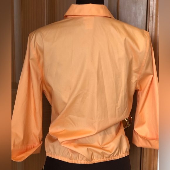 CHICOS sz1 No iron blouse Tie front with elastic in back 3/4 sleeve - Picture 2 of 4